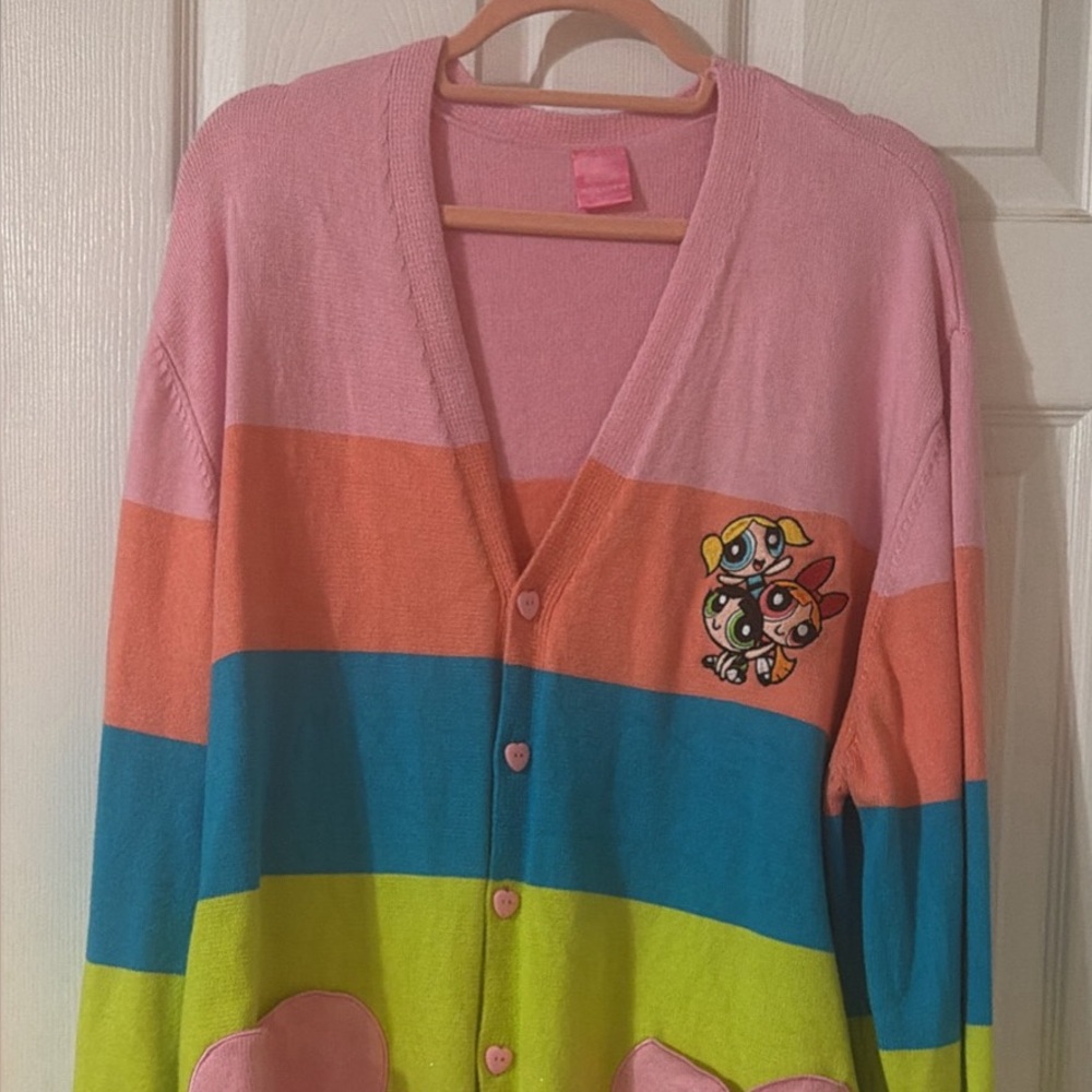 The Power Puff Girls!  Pink cardigan.